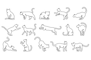 Continuous One Line Cats. Minimalist