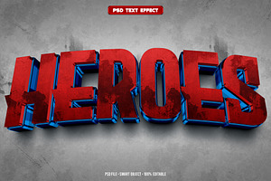 Heroes 3D editable text effect, a Layer Style Add-On by Hello Muh