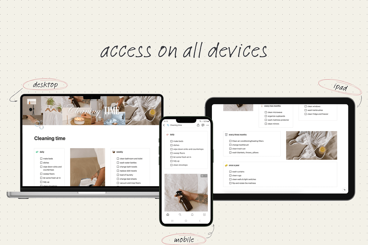 Cleaning time - Notion template, an App Template by Iasan Design (Photo 6 of 6)