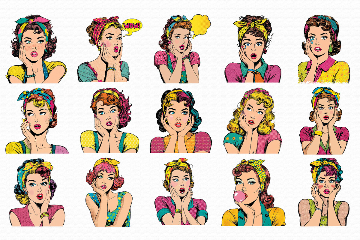 Watercolor Pop-Art Girl Clipart, an Illustration by Libby Wishes (Photo 2 of 7)