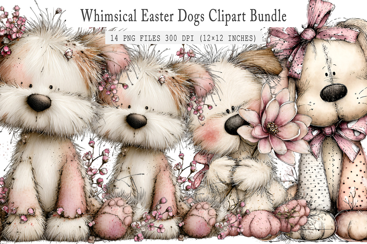 Whimsical Easter Dogs Clipart Bundle, an Illustration by GatewayDesign (Photo 1 of 3)