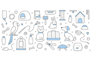 Doodle Background Pets And Animals