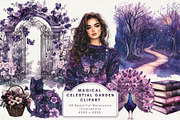 Magical Celestial Garden Clipart, an Illustration by NadiaTheronArt (Thumbnail 1 of 5)
