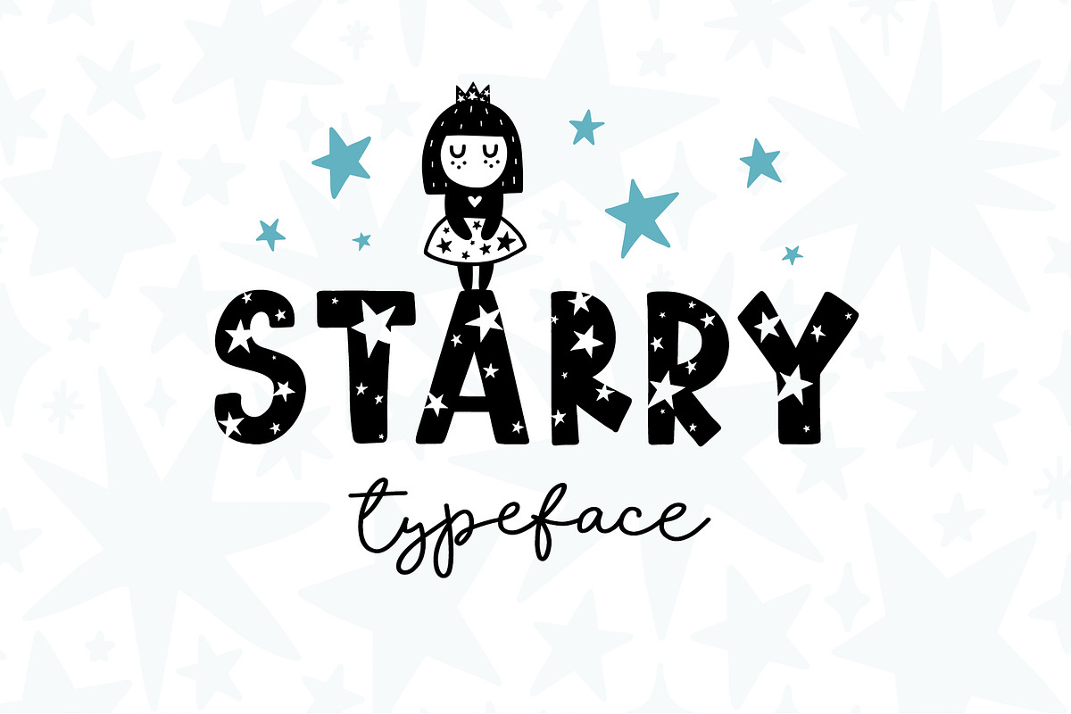 Starry Typeface - Font with Clipart