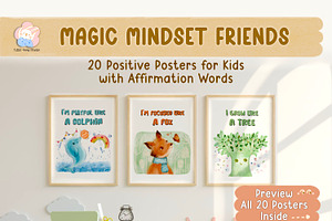 20 Positive Affirmation Posters, a Poster Template by Annyillustration