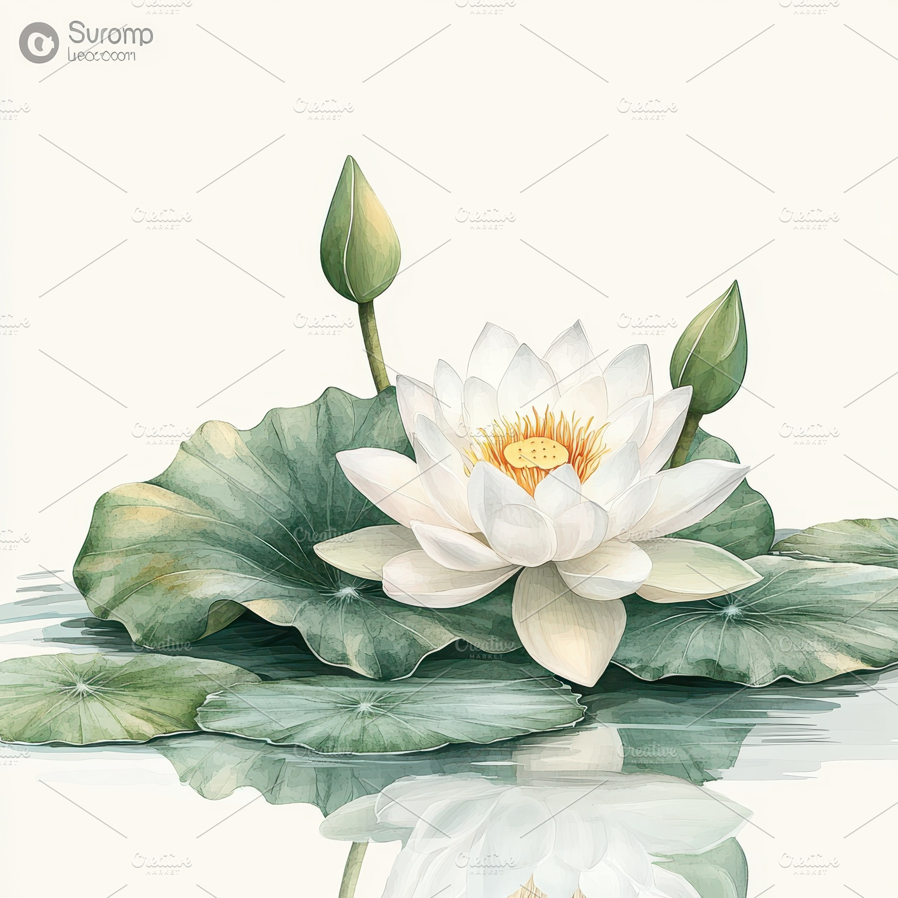 White Water Lily Blossom with Green, an Abstract Photo by Pixeness Studio