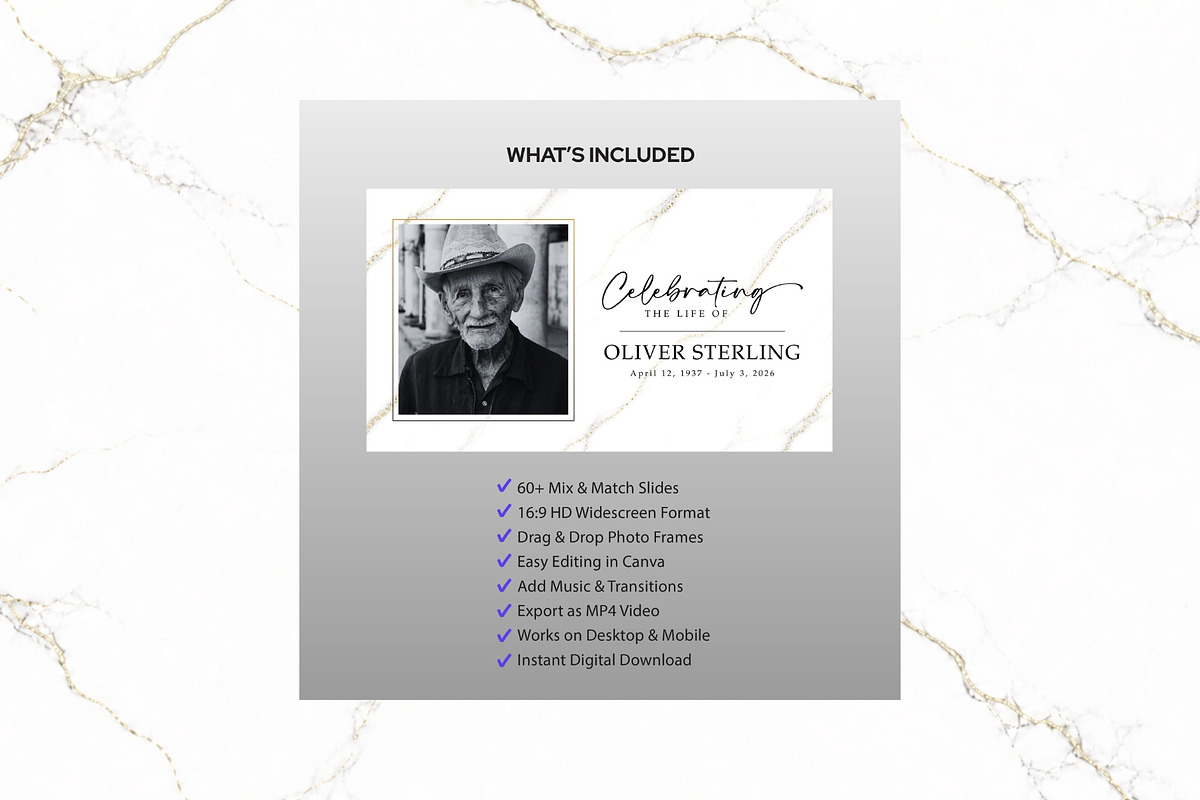 Funeral Slideshow B&W Canva FS001, a Presentation Template by TyphoonStudio (Photo 2 of 8)