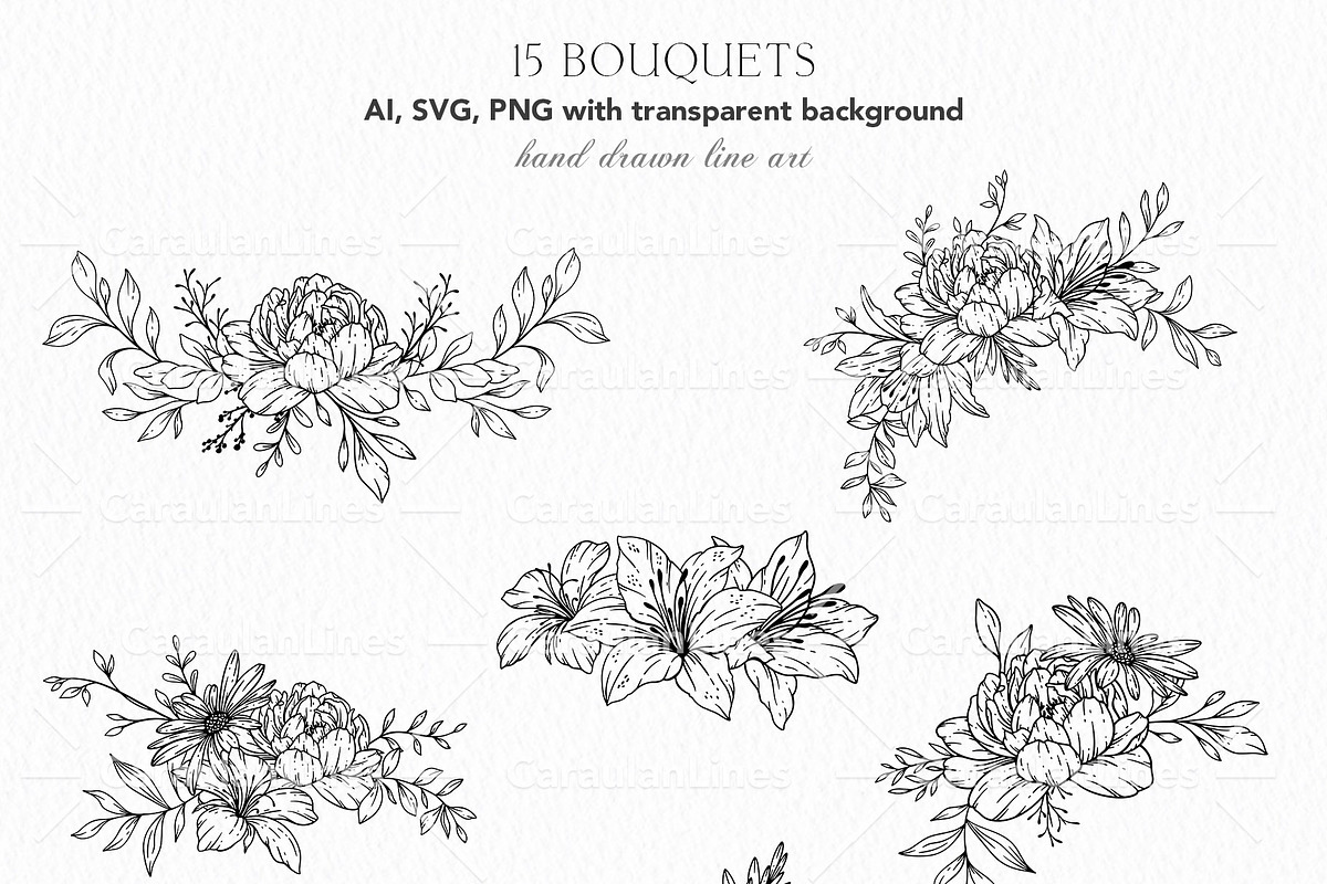 Wildflowers Line Art, an Object Graphic by CaraulanStore (Photo 9 of 12)