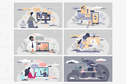 18 Remote Work Concepts, a Person Illustration by VectorMine (Thumbnail 4 of 8)