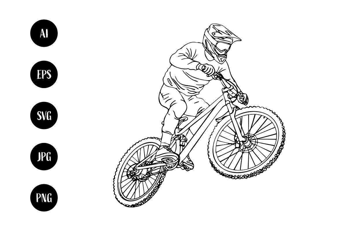 a mountain biker riding in a dynamic, a Sport Illustration by Saba Vector