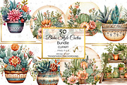 Boho Cactus and Succulents Clipart, a Decorative Illustration by NiiiNArt (Thumbnail 7 of 8)