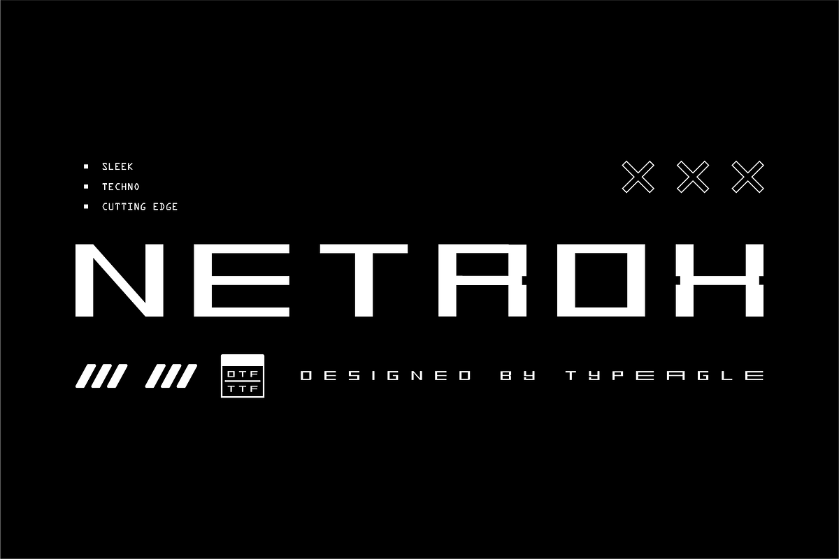 Netrox - Futuristic Display Font, a Sans Serif Font by Typeagle (Photo 1 of 11)