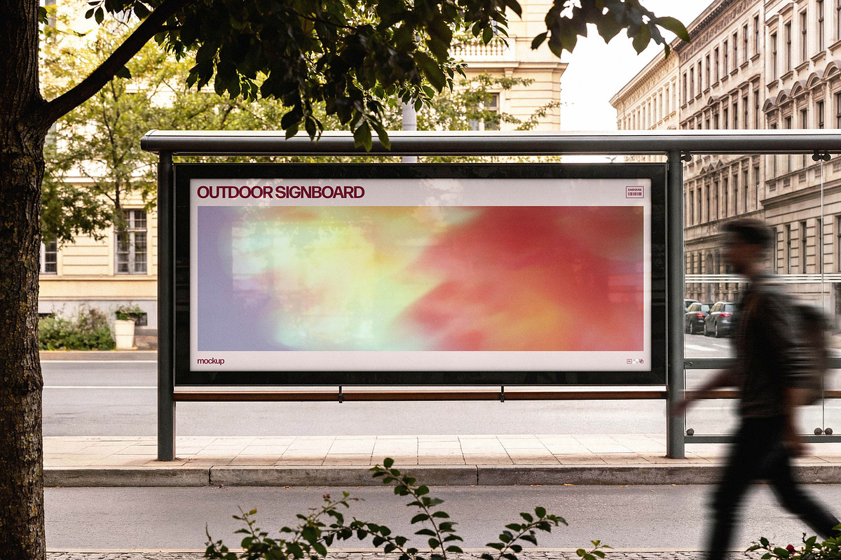 Horizontal Bus Stop Signboard Mockup, an Advertising Mockup by Design Squad (Photo 1 of 4)