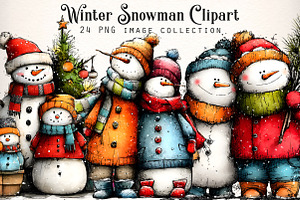 Winter Snowman Clipart PNG, an Illustration by Dream Creation