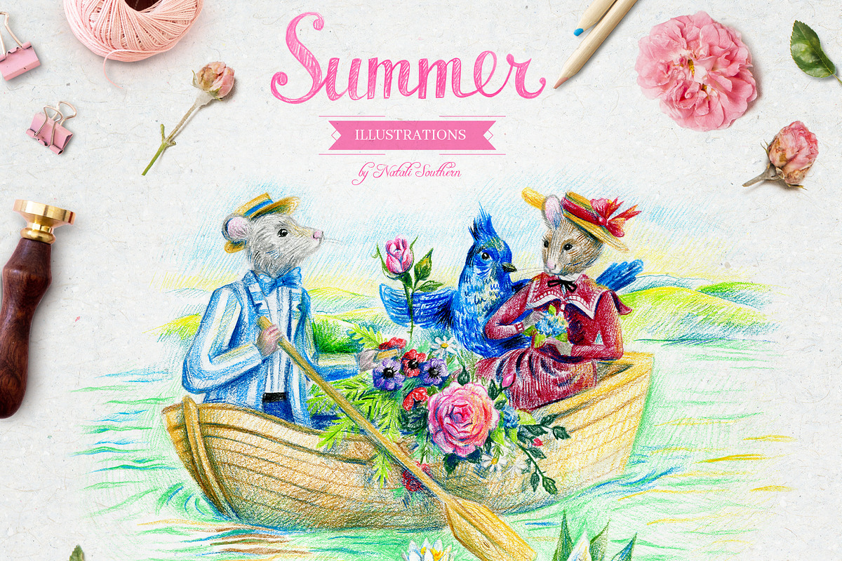 Cute Victorian mice illustrations, a Background Graphic by Art by Lady Natali (Photo 8 of 18)