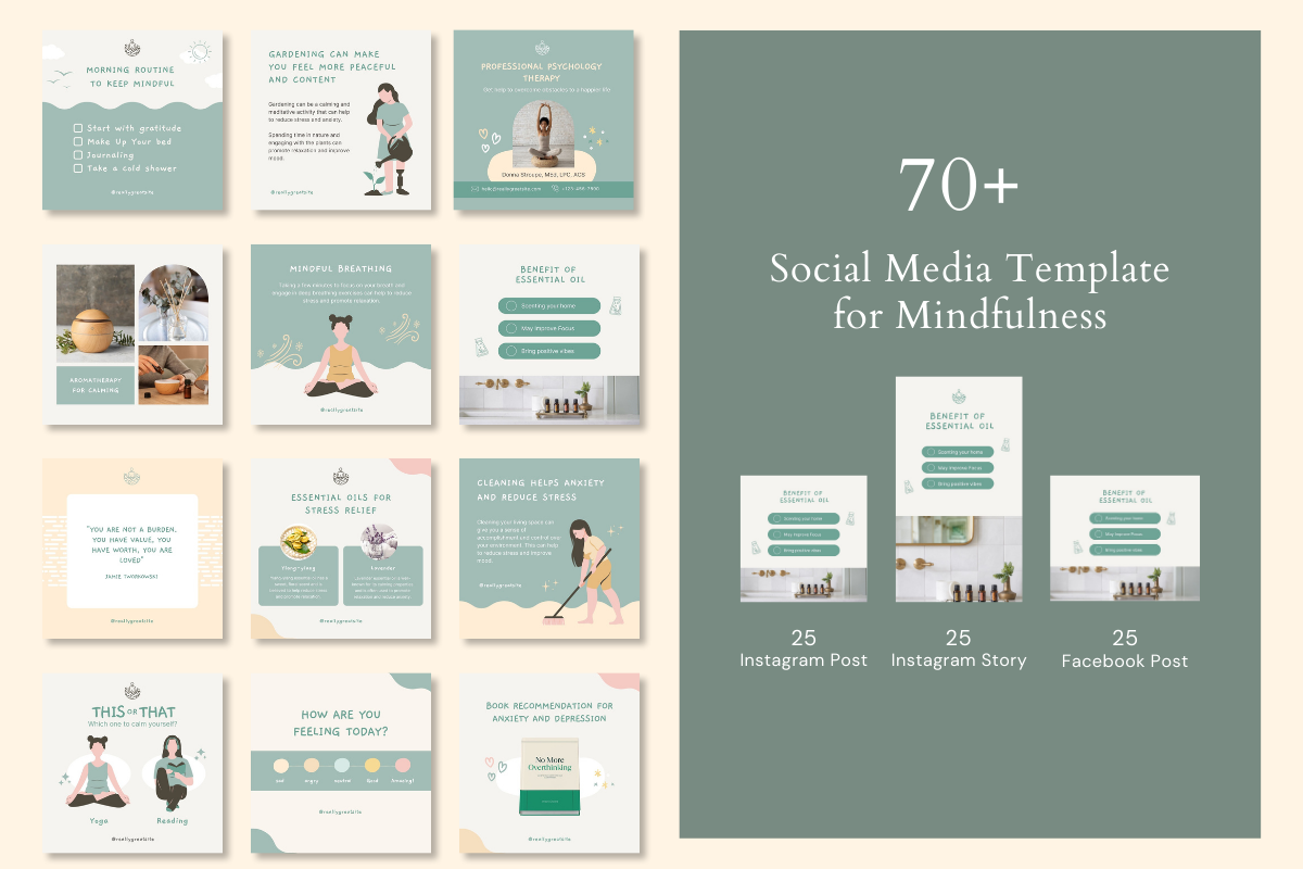 Mindfulness Bundle Canva Template, a Social Media Template by Kawalan Studio (Photo 2 of 8)