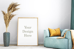 Frame Mockup Living Room - 881, a Print Template by Mockup Shop
