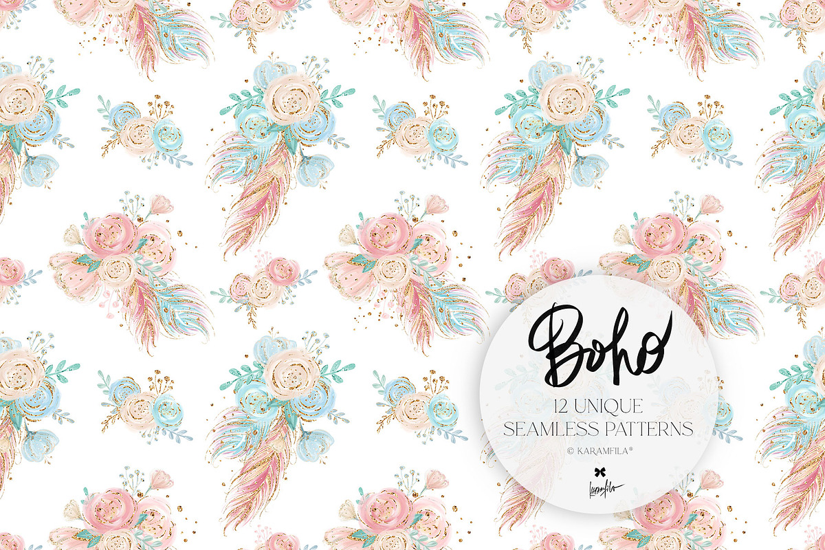 Boho Tribal Animal Seamless Patterns, a Pattern Graphic by KaramfilaS (Photo 14 of 19)