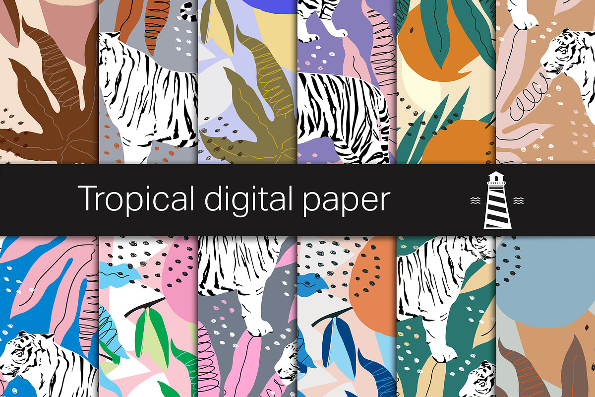 Tropical Digital Paper Pack, a Graphic by Norse Studio (Photo 1 of 3)
