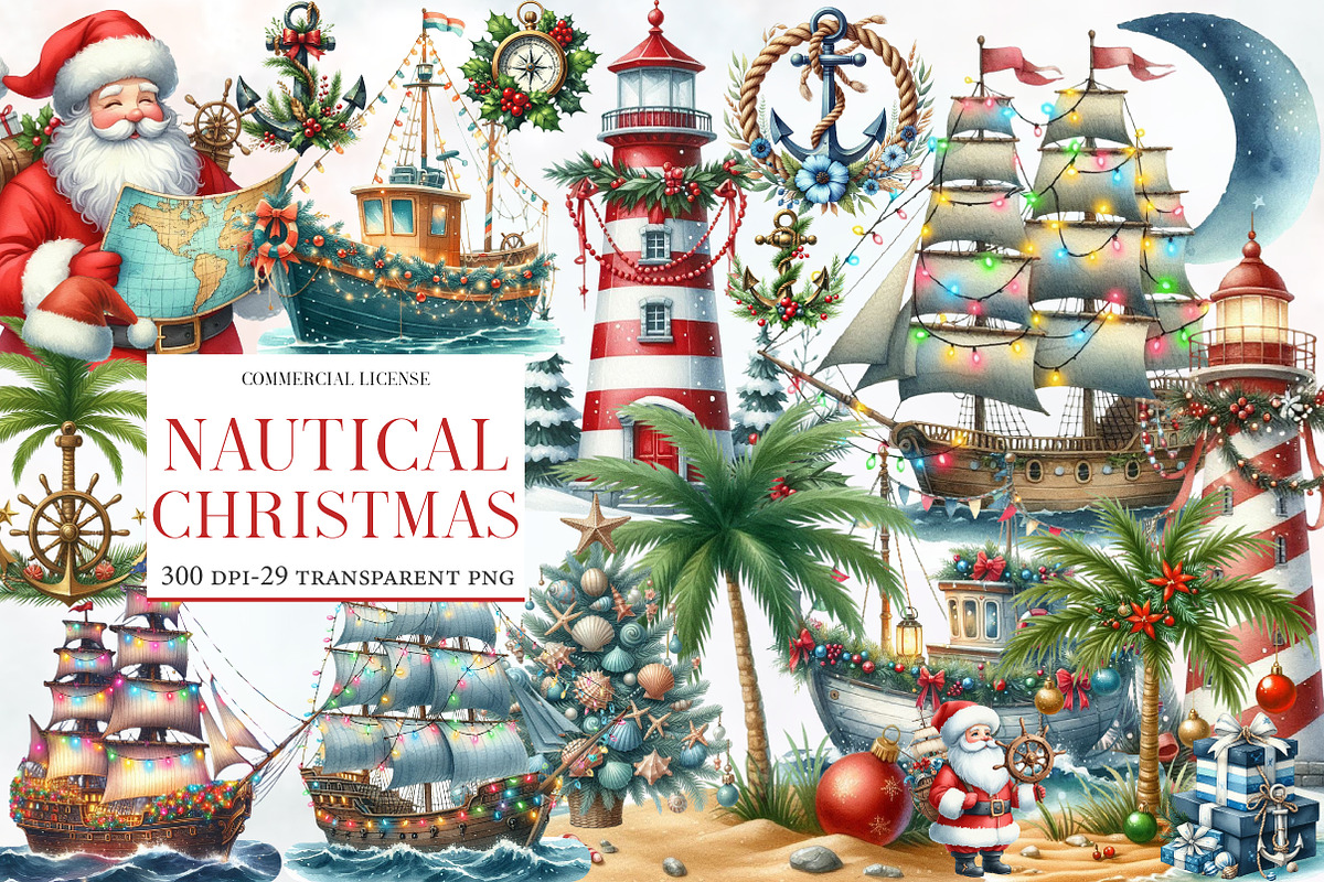 Nautical Christmas Clipart, an Illustration by Designworld (Photo 1 of 5)