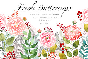 Fresh buttercups frames and patterns
