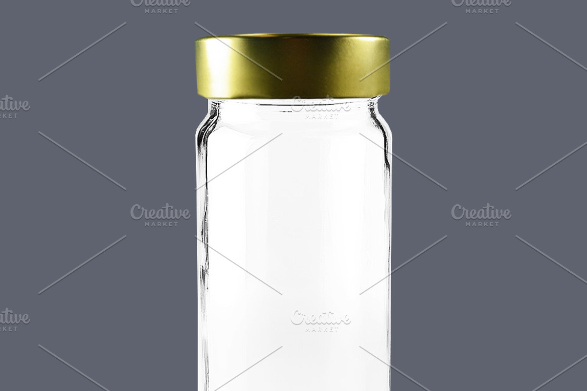 Clear Glass Jar with Gold Metal Lid, a Packaging Mockup by Professional Assets (Photo 4 of 5)