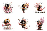 Whimsical Spring Bee Clipart PNG, an Illustration by CreationArt (Thumbnail 6 of 7)
