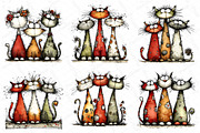 Whimsical Christmas Cats Clipart, a Texture Illustration by DreamPrint404 (Thumbnail 3 of 6)
