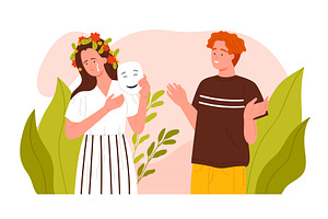 Hide real emotions feelings in, a Person Illustration by Flashvector