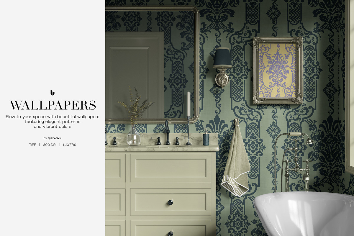 Palace Damask Traditional Patterns, a Pattern Graphic by LEAFure (Photo 8 of 8)