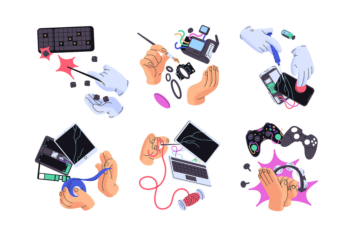 Electronics repair set, ad templates, a Technology Illustration by PaperTrident (Photo 1 of 10)