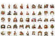 Watercolor Antique Christmas Clipart, a Seasonal Illustration by GiraffeCreative (Thumbnail 8 of 9)