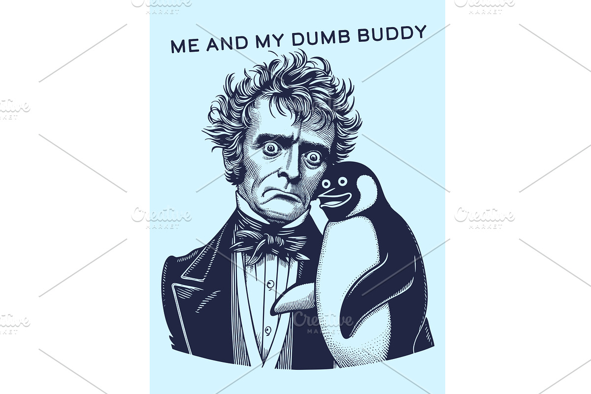 Gentleman and Penguin t-shirt vector, an Object Illustration by AlexArt