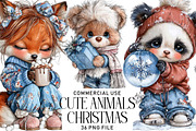Cute Animals Christmas Clipart, an Illustration by Daily.Designs (Thumbnail 1 of 5)
