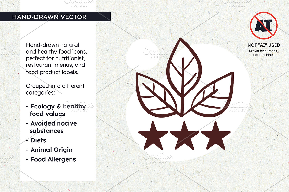 Natural Food, Diet & Allergen Icons, a Solid Icon by insemar (Photo 2 of 4)