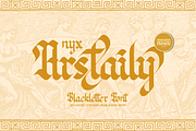Nyx Arstaily | Blackletter Font, a Blackletter Font by Denustudios (Thumbnail 1 of 12)