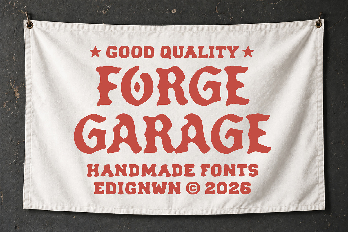 Forge Garage - Motorcycle Font Duo, a Blackletter Font by Edignwn Type (Photo 1 of 12)
