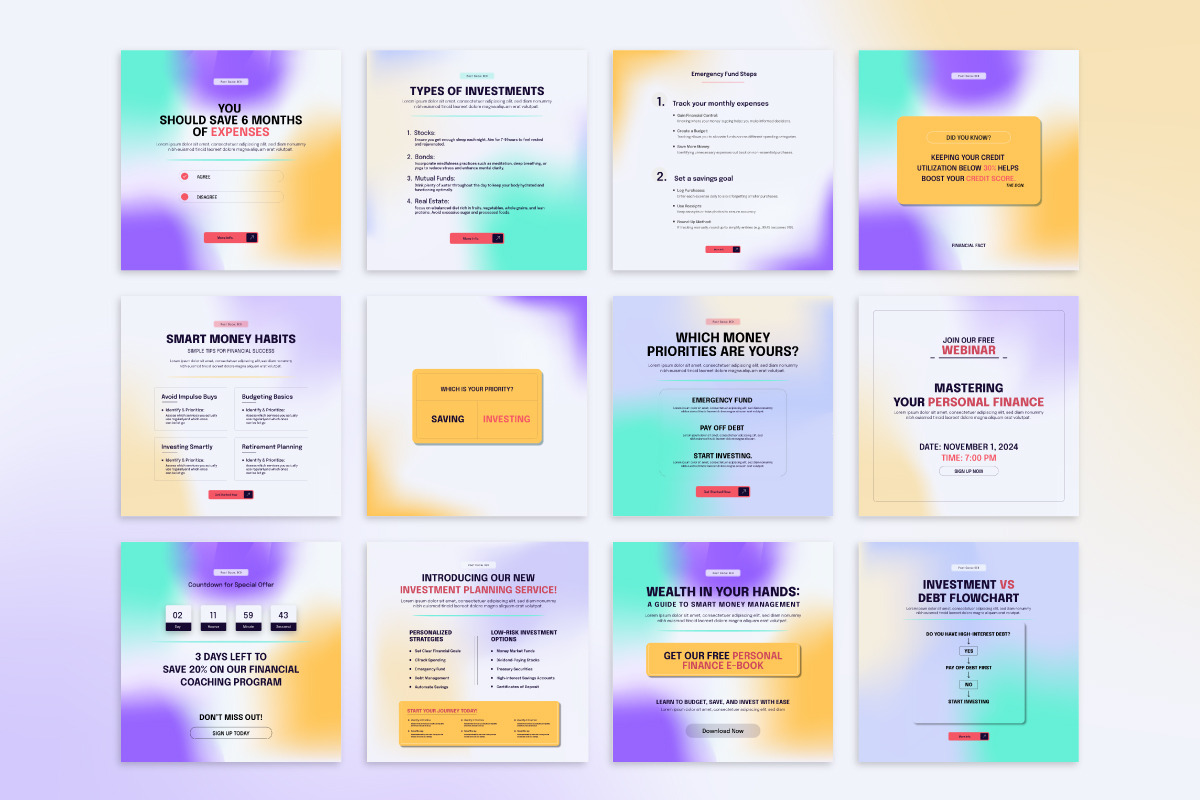 Colorful Financial Advice Media kit, a Social Media Template by thedesignsource (Photo 4 of 5)