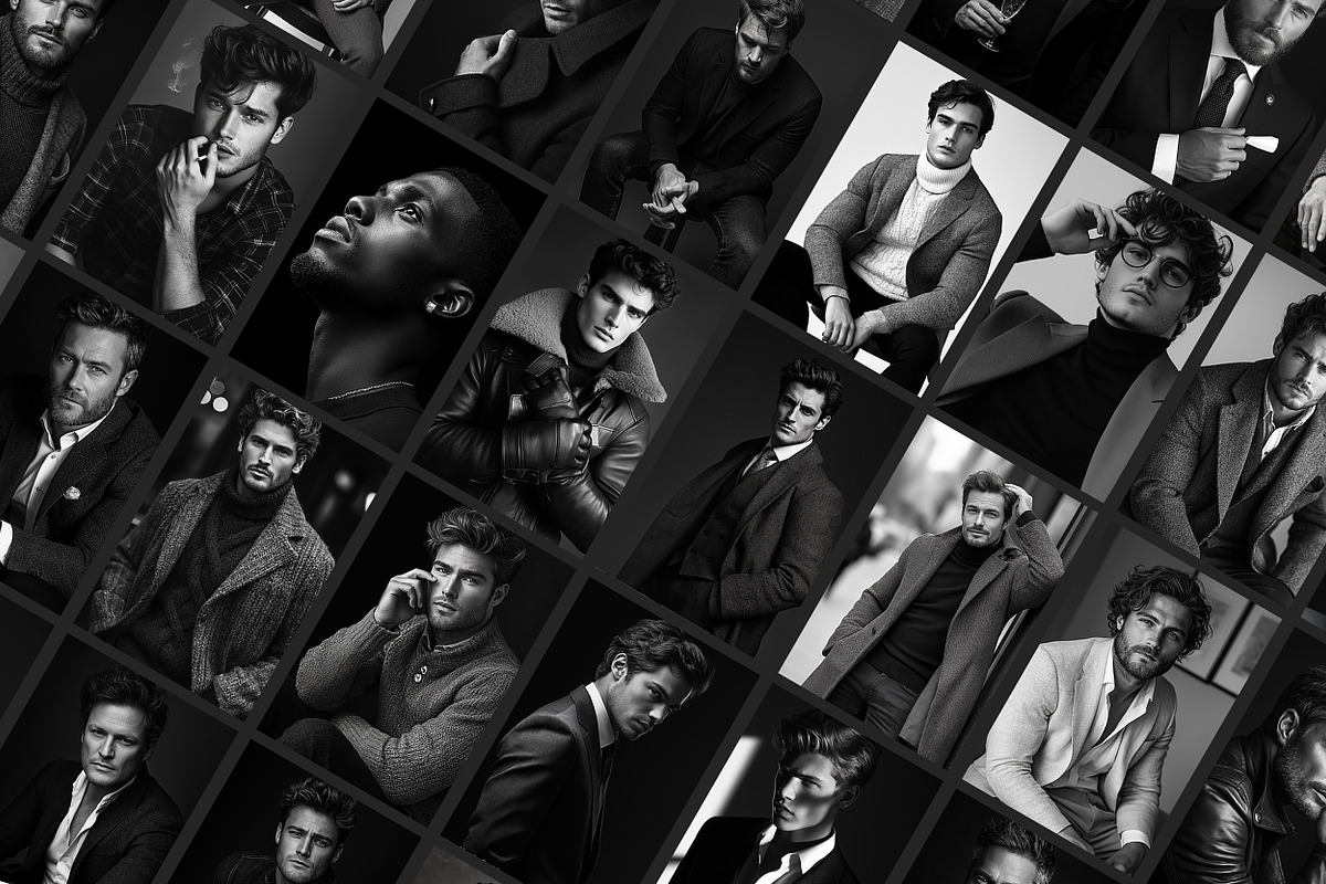 90 Men Black & White Photos Bundle, a Beauty & Fashion Photo by INTENTFX (Photo 5 of 10)