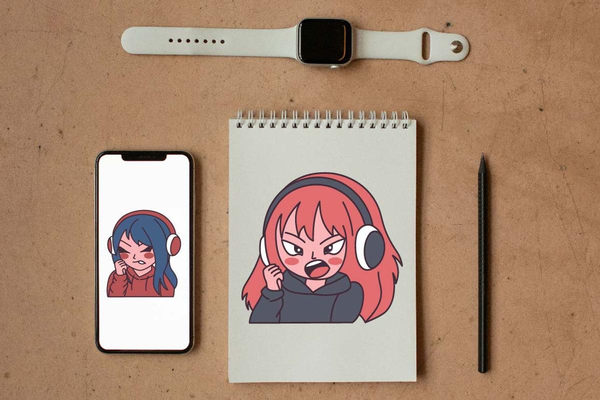 9 Cute Gamer Girl Wearing Headset, a Person Illustration by jongcreative (Photo 3 of 6)