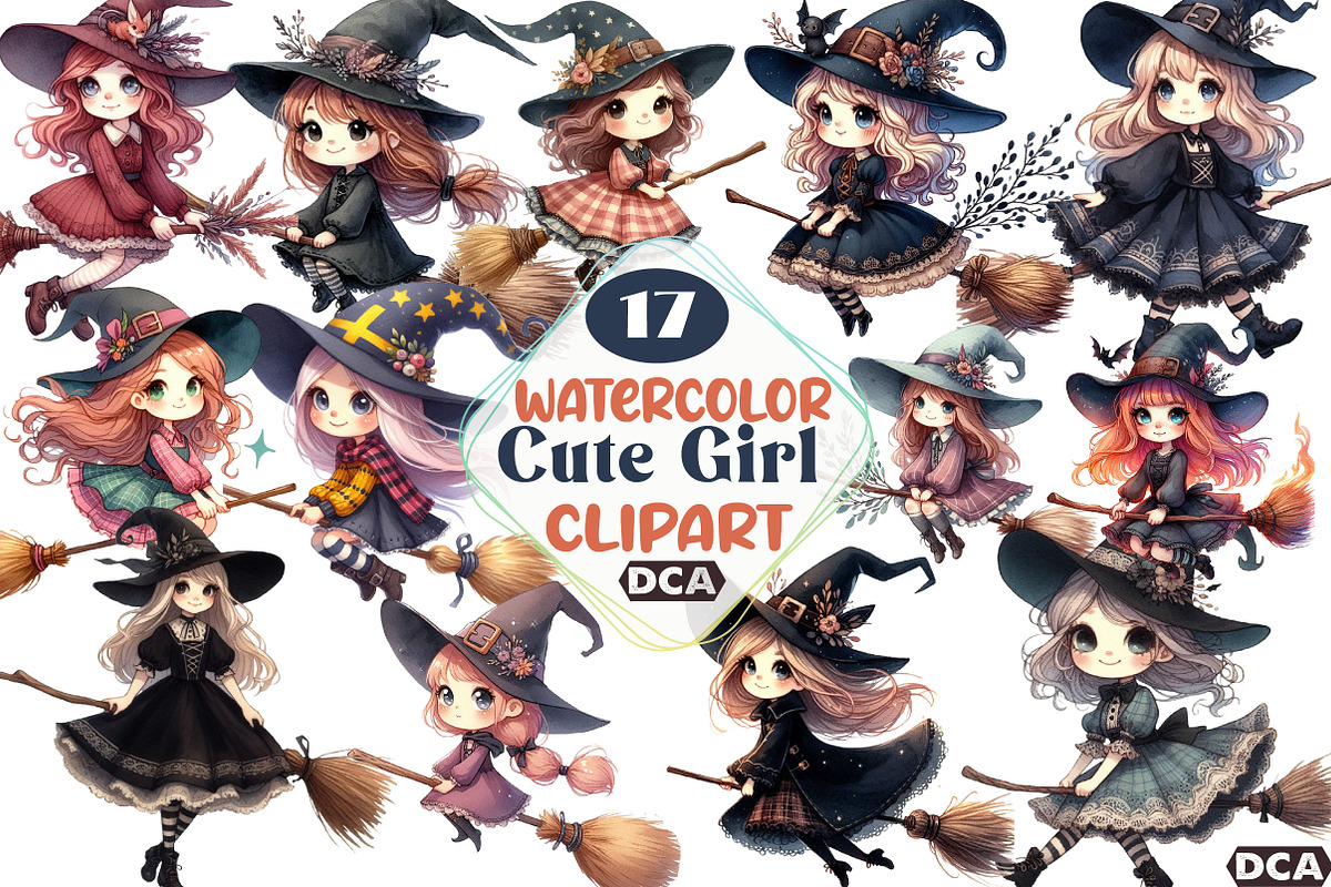 Cute Girl Sweden  gothic Witch Broom, an Illustration by DreamCafeArt (Photo 1 of 7)