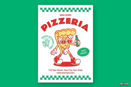 Retro Cartoon Pizzeria Flyer