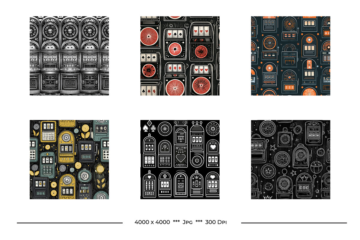 Slot Machine Retro Art Style Designs, a Pattern Graphic by karenfoleyphoto (Photo 4 of 6)