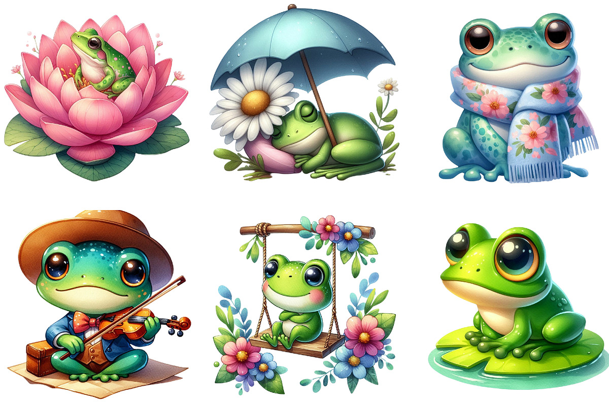 Spring Frog Sublimation Clipart, a Seasonal Illustration by DreamArtGraphic (Photo 2 of 4)