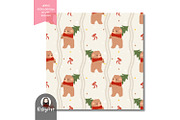 Coquette Christmas Bear Pattern, a Pattern Graphic by KisbyArt (Thumbnail 3 of 3)