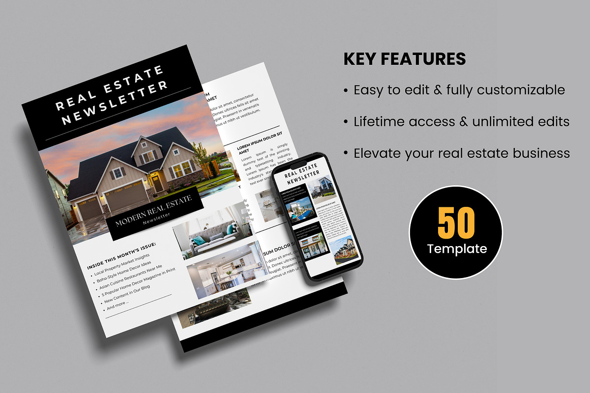 Real Estate Newsletter Template, a Print Template by Designmela01 (Photo 2 of 10)