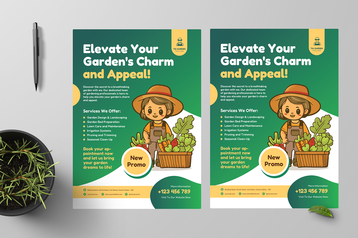 Illustration Gardening Service Flyer, a Flyer Template by Annora Studio (Photo 2 of 5)