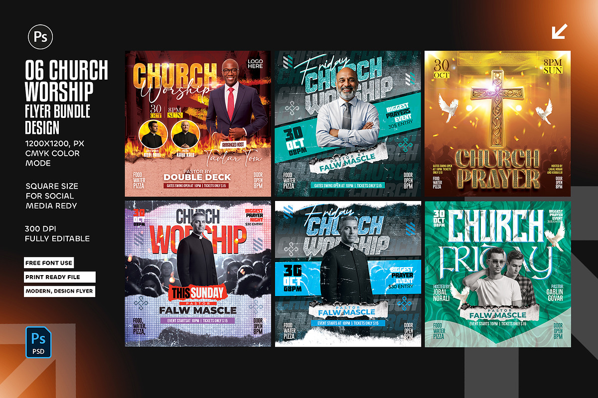 06 Church Worship Flyer Bundle, a Flyer Template by Shajib Shikder (Photo 1 of 7)