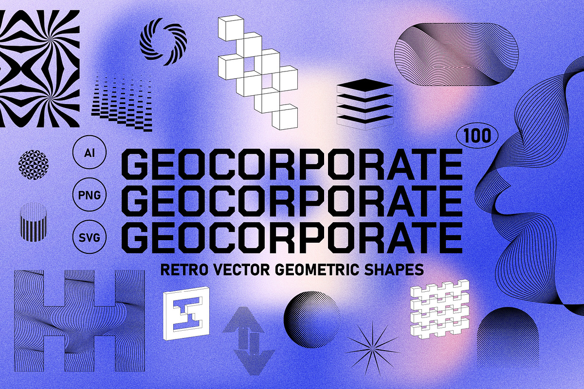 GEOCORPORATE Retro Vector Elements, an Object Graphic by angelainthefields (Photo 1 of 8)