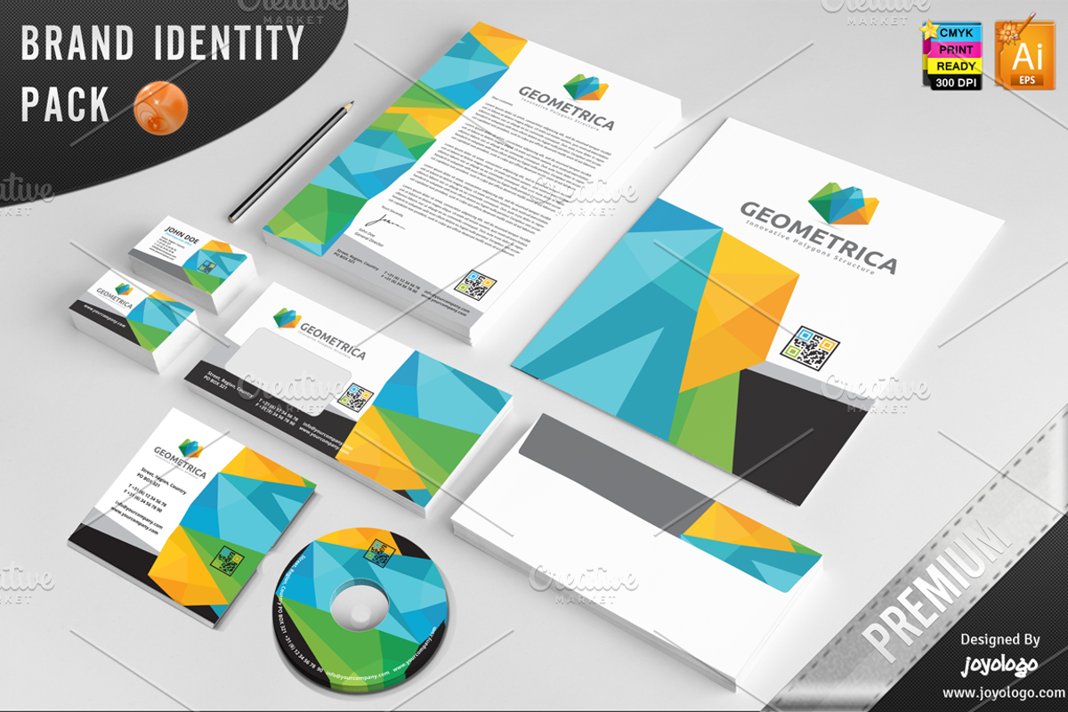3D Geometric Polygonal Identity Temp, a Stationery Template by joyologo (Photo 1 of 3)